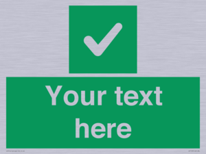 Custom green background, green square with tick sign